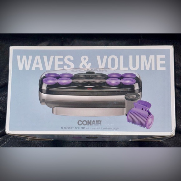 Conair Waves And Volume Jumbo 1 1/2” - 1 3/4” Flocked Ceramic Hot Rollers Clips - Picture 1 of 4